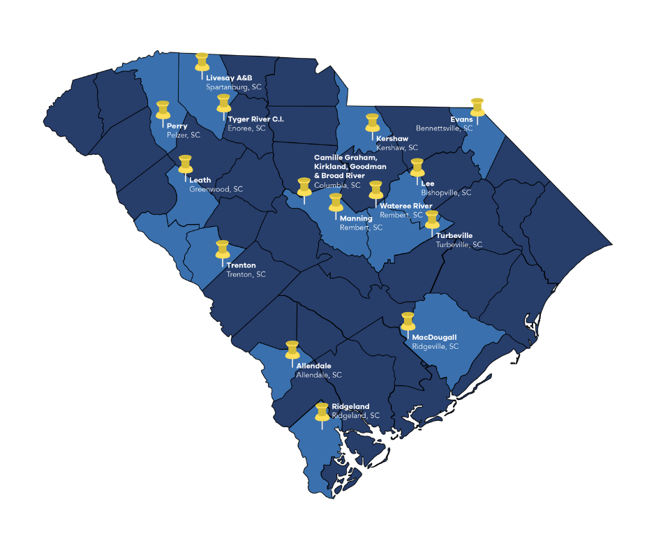 Locations where JUMPSTART has prison ministry classes