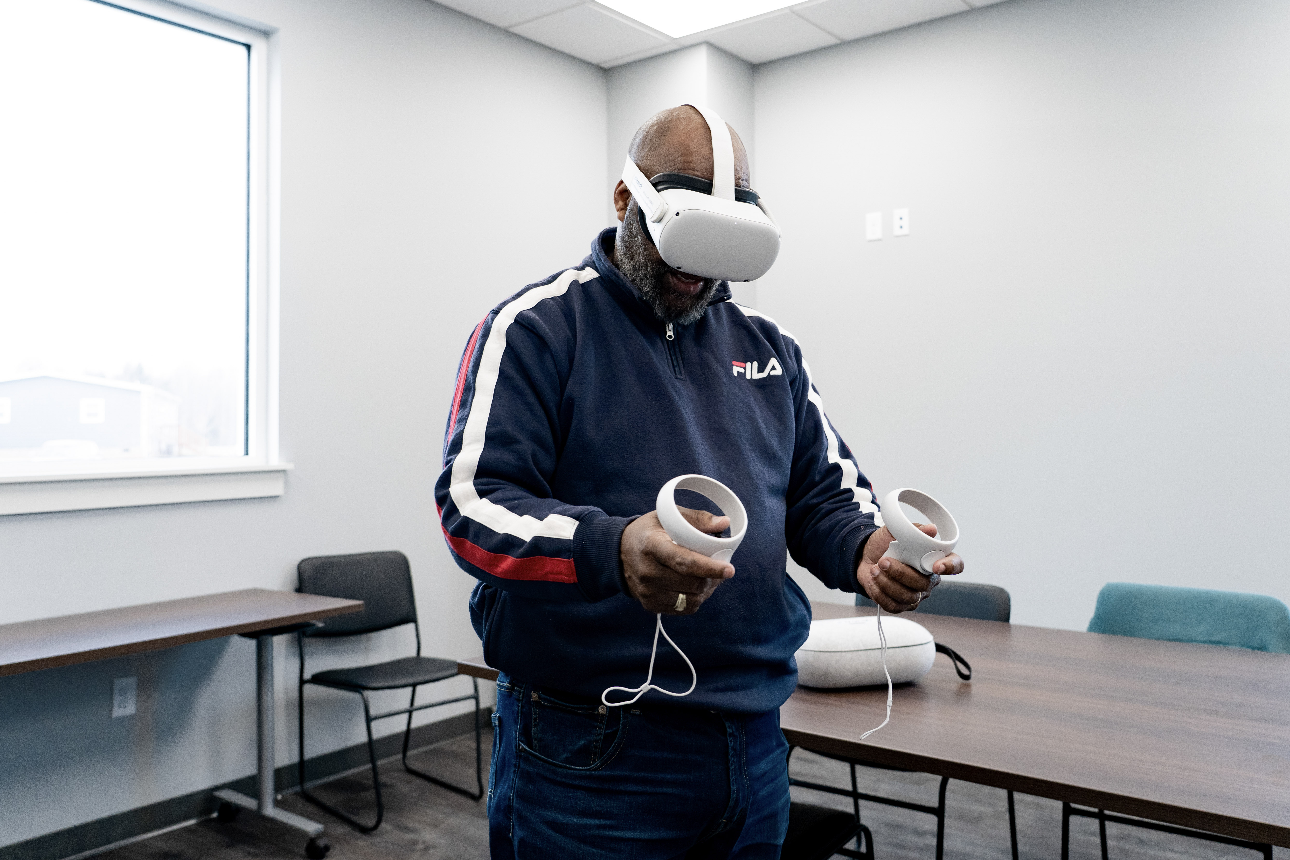 Don using Transfr Headset